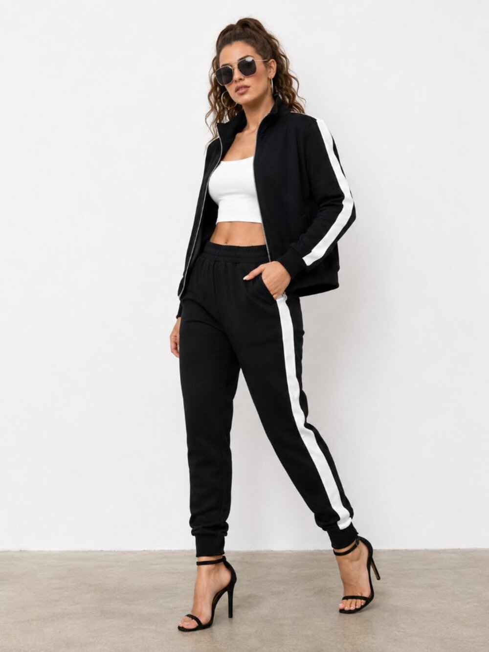 Black Streetwear Side Stripe Track Set NWT